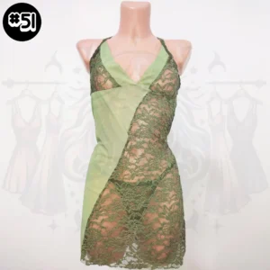 قميص شوميز اخضر زيتي و سترينك - Chemise de nuit Vert olive