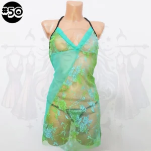 قميص شوميز اخضر و سترينك - Chemise de nuit Vert Gloss